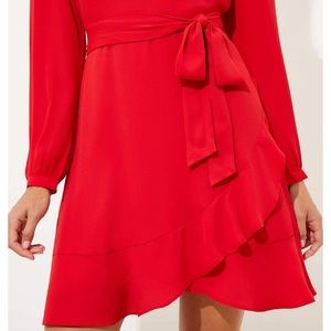 LOFT festive red wrap dress
